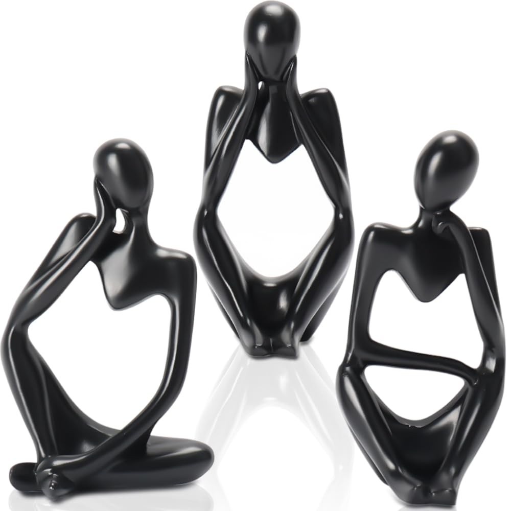 Trio Estátua Pensador - Escultura Elegante para Decoração de Sala e Escritório