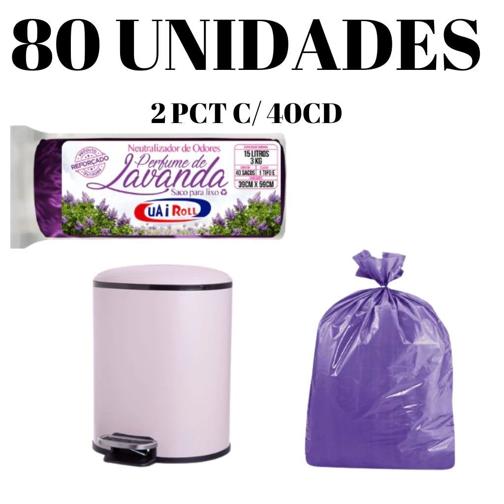 Sacos de Lixo Perfumados Lavanda: 80 Unidades para Salão