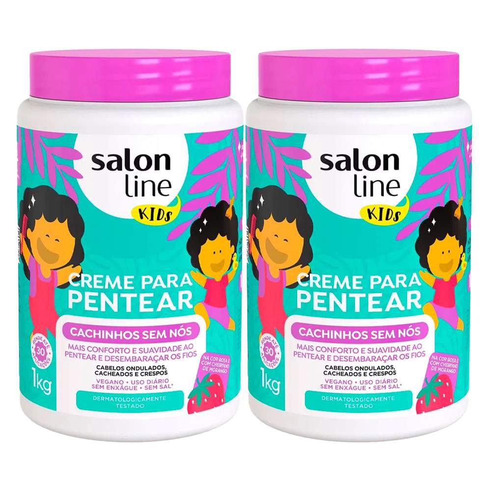 Salon Line Kids Sem Nós: Kit 2 Cremes de Pentear 1kg