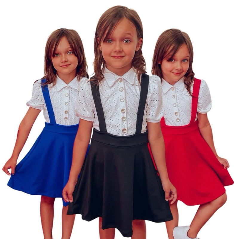 Salopete Infantil com Godê Saia – Moda Evangélica Pronta Entrega