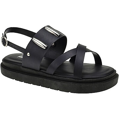 Sandália Flatform Super Macia com Fivela e Rebites
