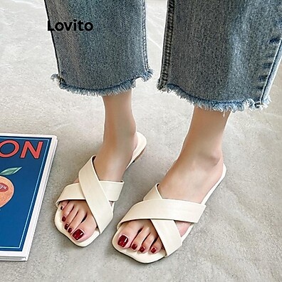 Sandália Lovito Casual Cruzada com Fundo Plano - LFA72248