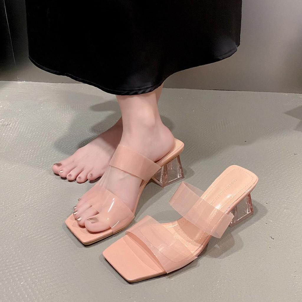 Sandália Lovito Salto Bloco Transparente: Elegância!