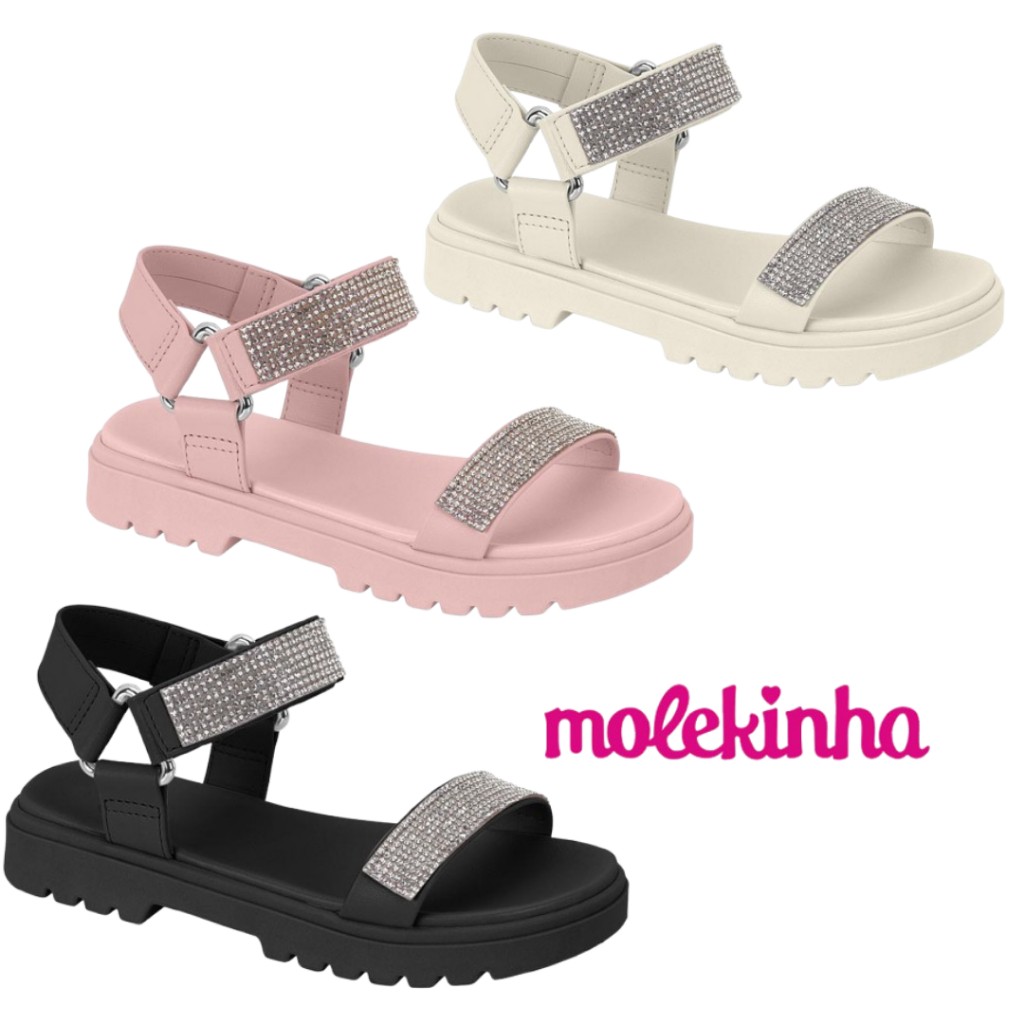 Sandália Papete Molekinha com Strass 2344.135: Conforto e Brilho para Seu Look
