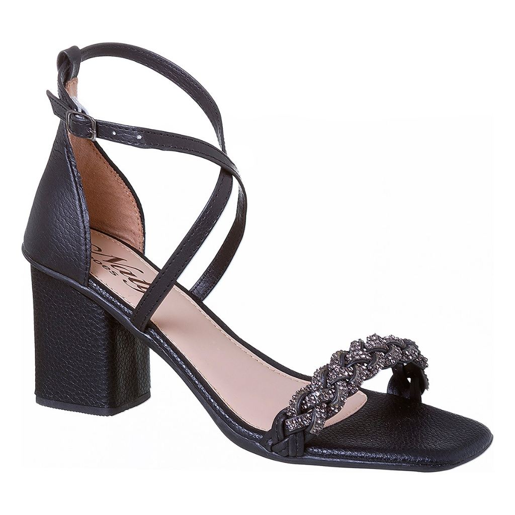Sandália Preta Naty Shoes: Conforto e Brilho