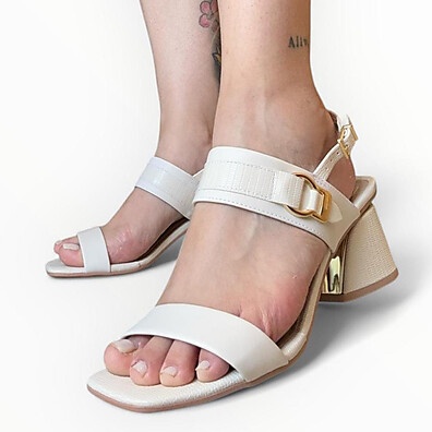 Sandália Salto Bloco Off White Ramarim: Conforto & Estilo