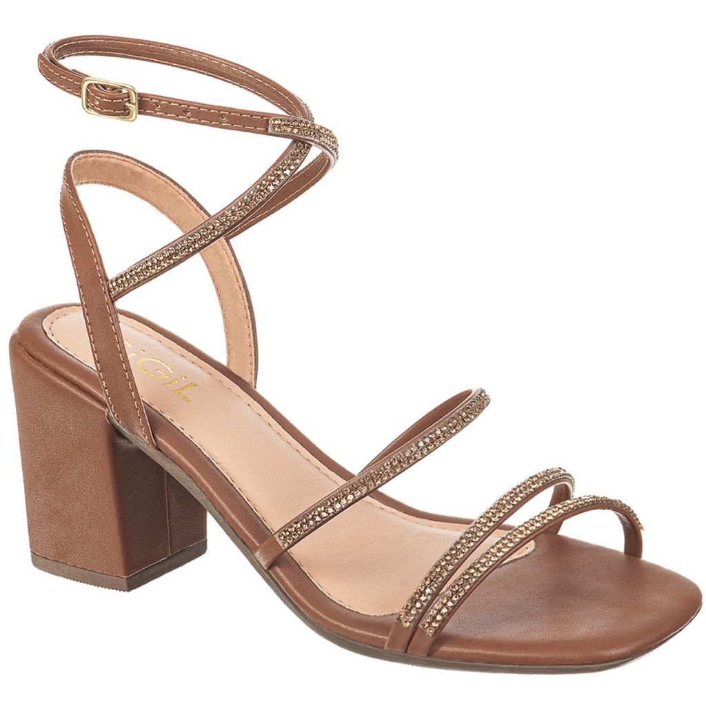 Sandália Salto Grosso Strass: Conforto e Glamour!