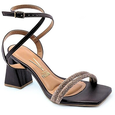 Sandália Vizzano Salto Bloco Strass – Elegância e Conforto