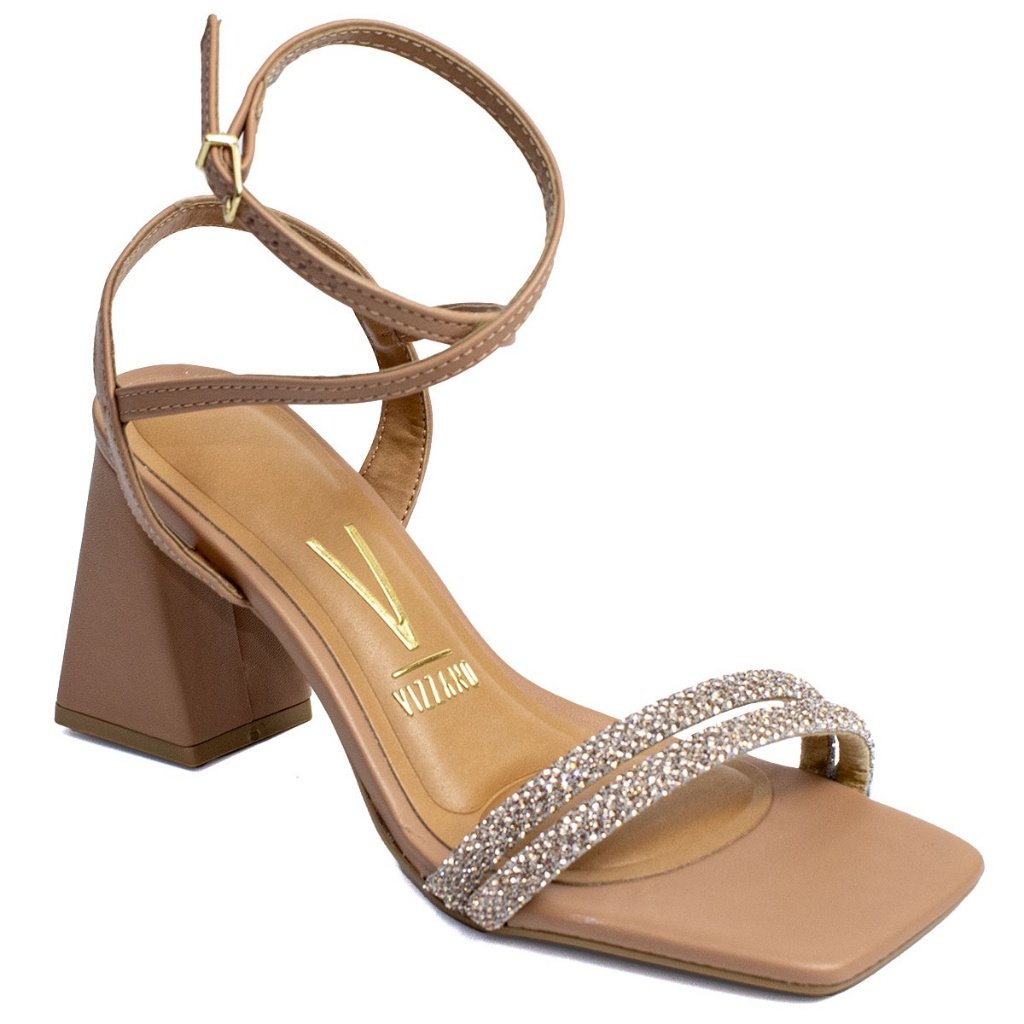 Sandália Vizzano Strass: Salto Bloco para Festas