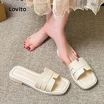 Sandálias Planas Lovito: Estilo Casual com Design Fino para Mulheres