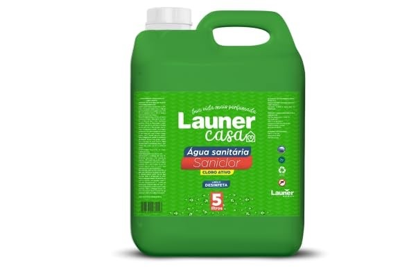 Água Sanitária Baixo Odor 5L - Desinfetante Multiuso com Poder de Limpeza Profunda - Launer Casa Saniclor