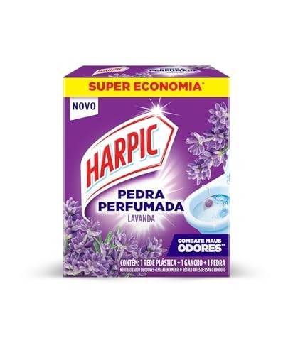 Harpic Pedra Sanitária Aroma Plus Lavanda - Limpeza Profunda com Até 400 Descargas