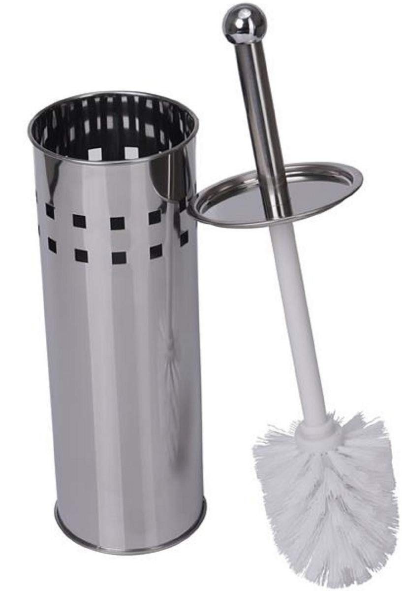 Escova Sanitária com Suporte em Aço Inox – Limpeza Higiênica e Durável para Banheiro