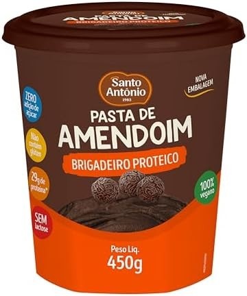 SANTO ANTONIO ALIMENTOS PASTA DE AMENDOIM C/ BRIGADEIRO PROTEICO POTE 450G