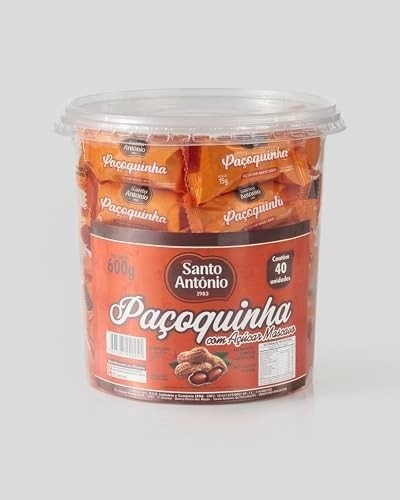 SANTO ANTONIO ALIMENTOS PACOQUINHA ROLHA C/ACUCAR MASCAVO POTE 600G 40 UN X 15G