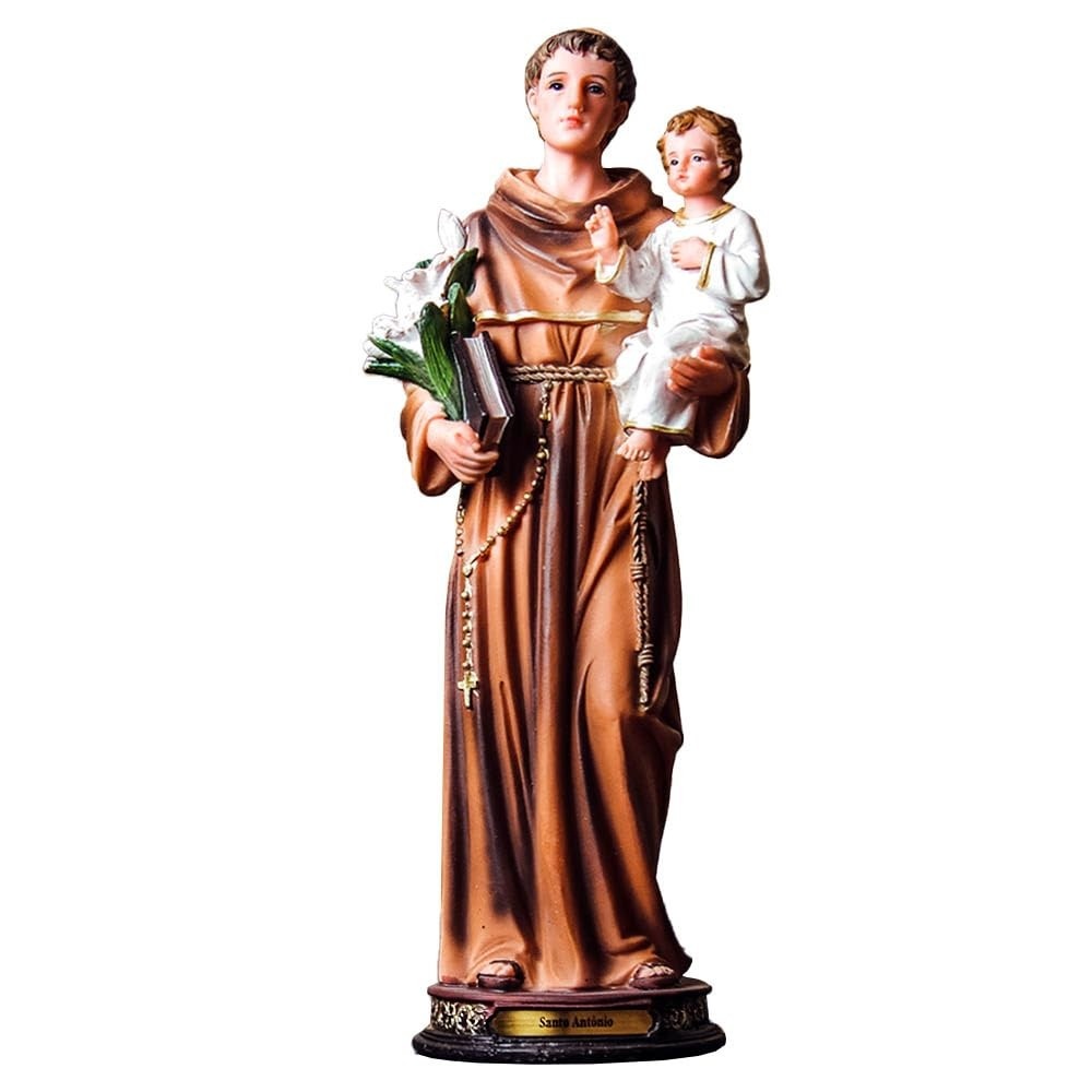 Imagem de Santo Antônio em Resina 30cm - Peça Importada para Decoração e Fé