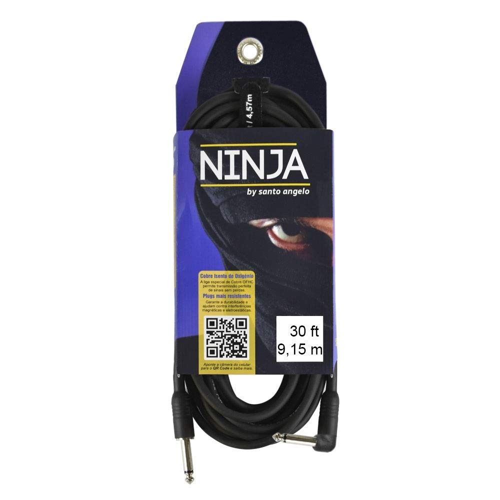 Cabo de Microfone Ninja L Cable Santo Angelo 9,15m P10 90° - Som Profissional e Durabilidade