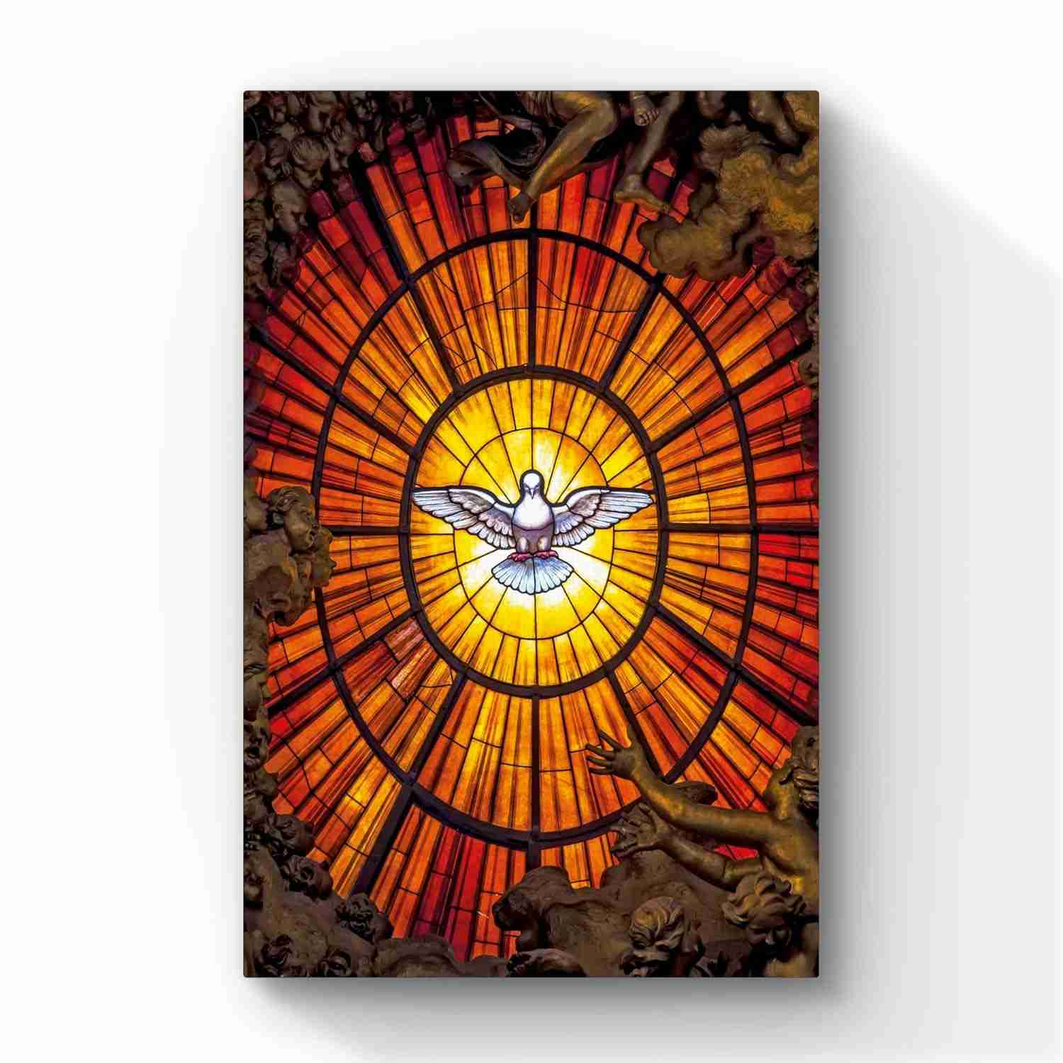 Quadro Canvas Religioso Divino Espírito Santo - Arte Sacra Iluminada 90x60cm