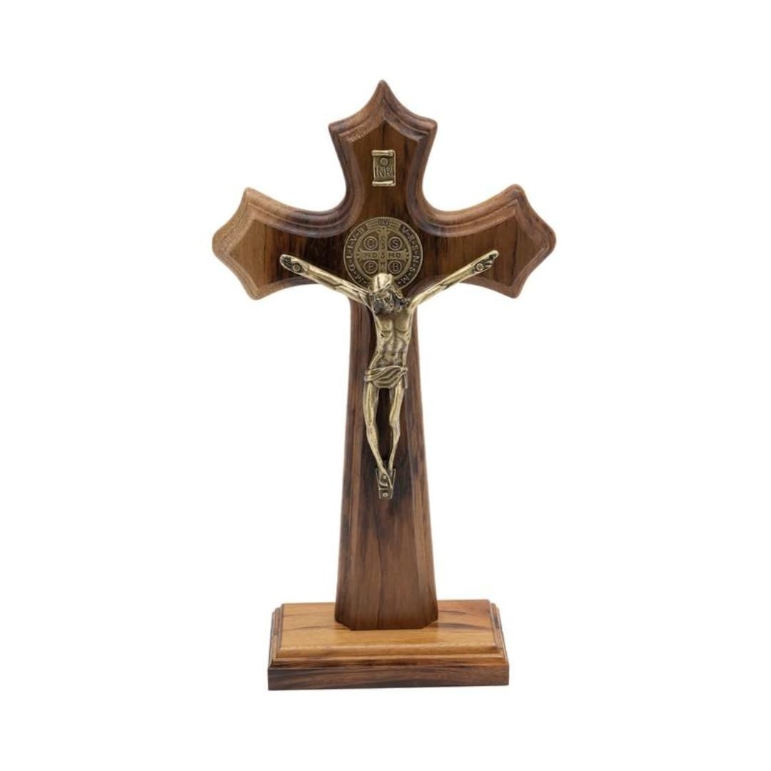 Crucifixo de Madeira com Medalha de São Bento 23 cm - Aramon