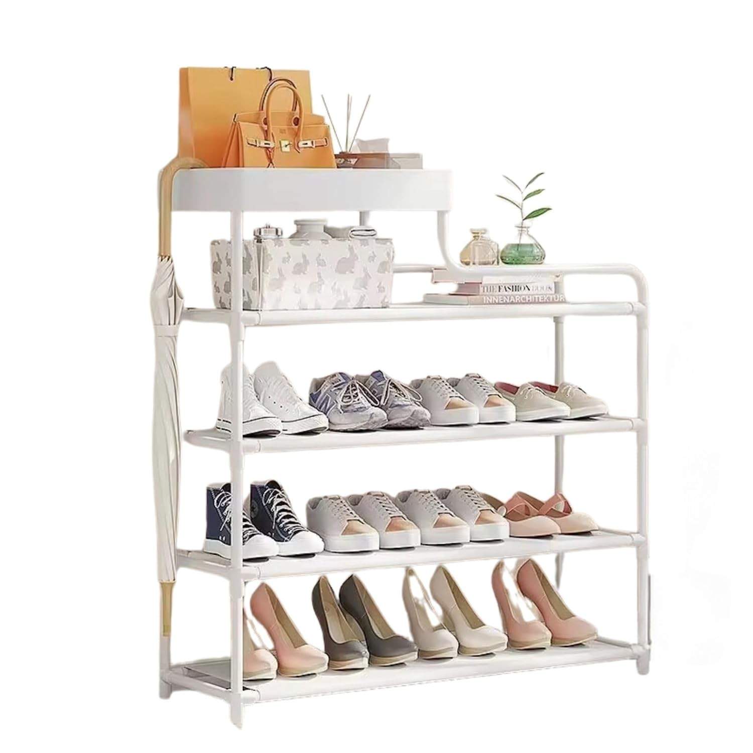 Sapateira Organizadora Moderna com Prateleira Superior - 12 Pares, Design Elegante Branco