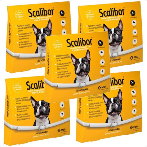 Scalibor: Kit 5 Coleiras Antipulgas e Carrapatos - 48cm
