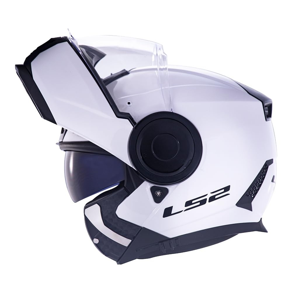 Capacete Robocop LS2 Scope Monocolor Branco Brilhante: Segurança e Estilo Articulado
