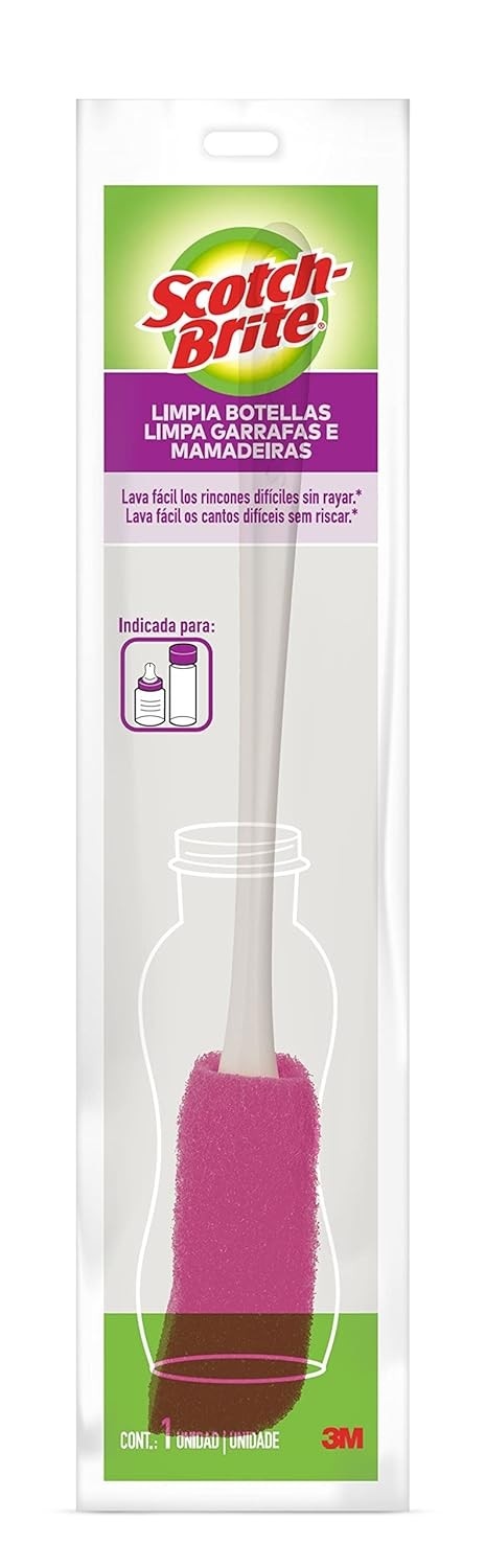 Scotch-Brite 3M Limpador para Garrafa e Mamadeira Rosa - Limpeza Profunda e Segura
