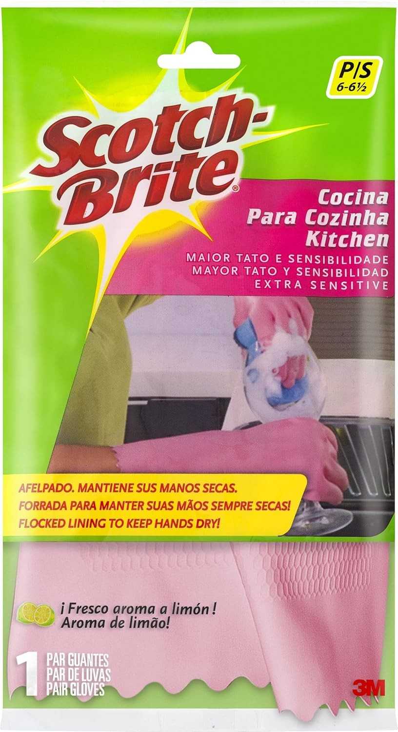 Luva de Cozinha Scotch-Brite Rosa com Aroma de Limão - Tamanho Pequeno