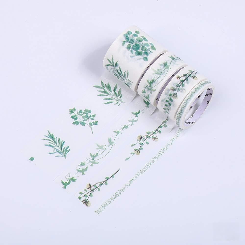 Conjunto de Fita Washi 4 Rolos - 12 Padrões Decorativos para Artesanato DIY e Scrapbooking