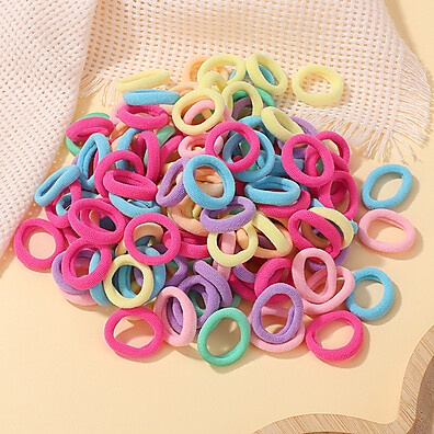 100 Faixas Elásticas Coloridas para Meninas – Tiaras e Scrunchies