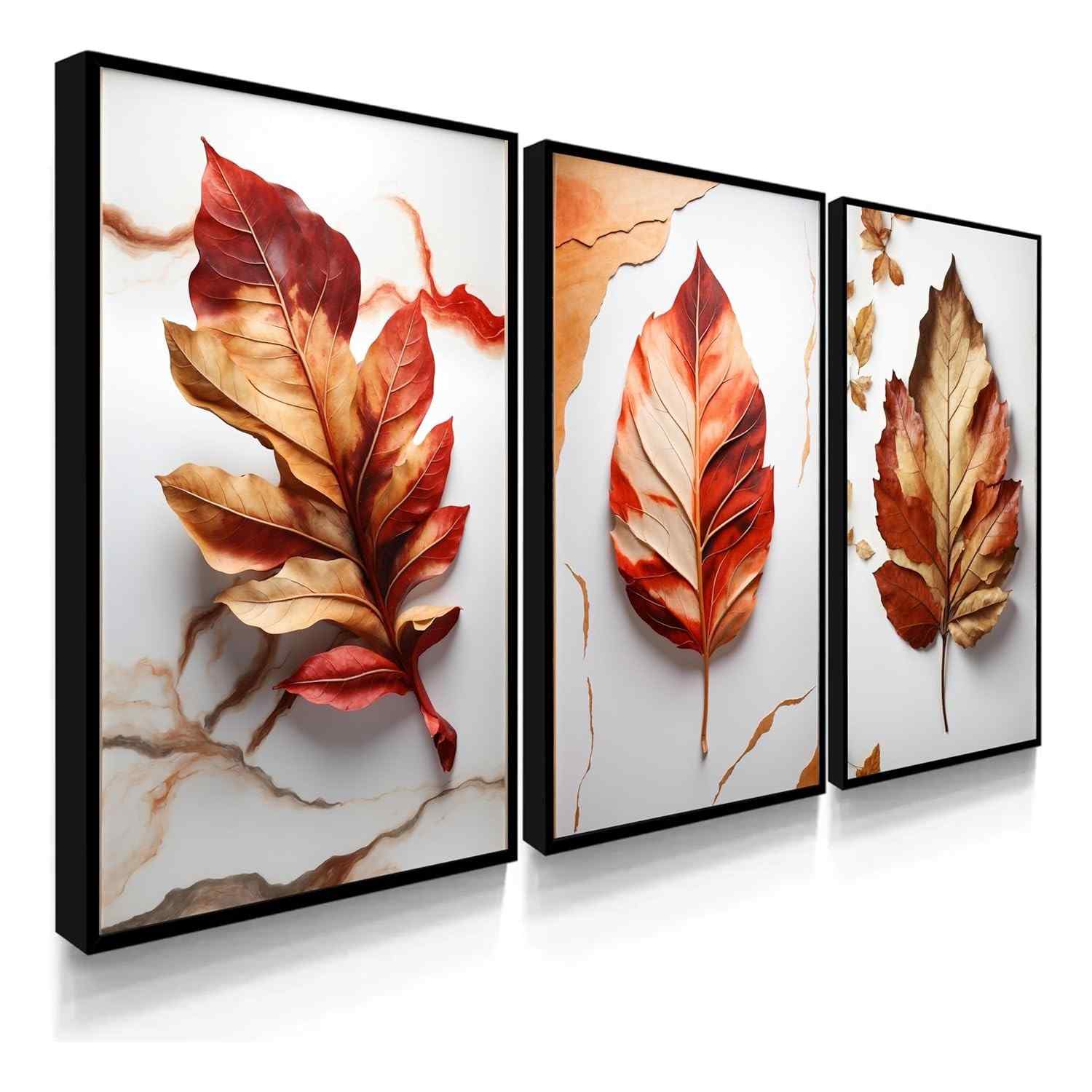 Quadro Folhas Douradas Secas - Decore com Estilo e Sofisticação