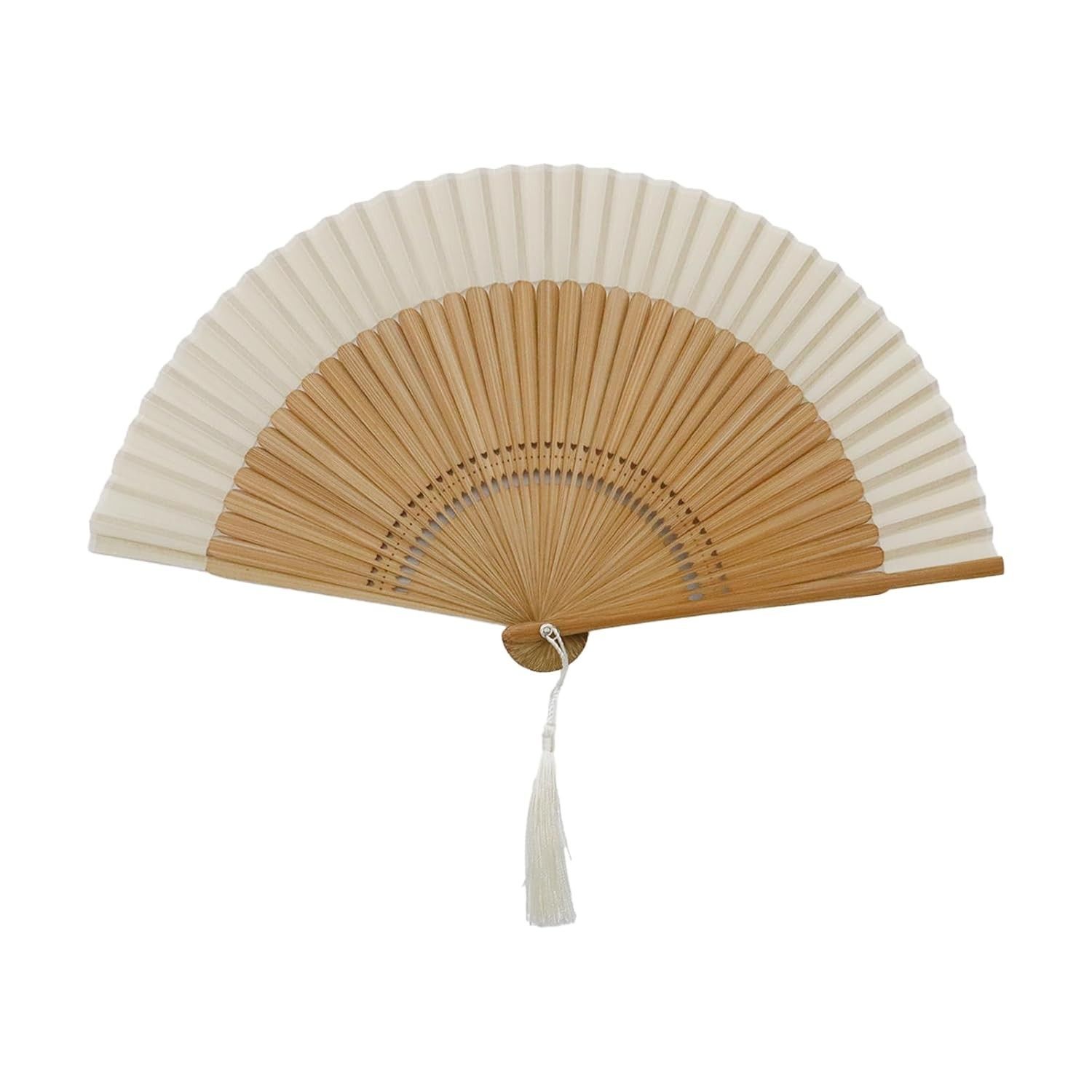 Ventoinha Dobrável Clássica 38cm em Seda de Bambu - Leque Elegante para Festas e Decoração
