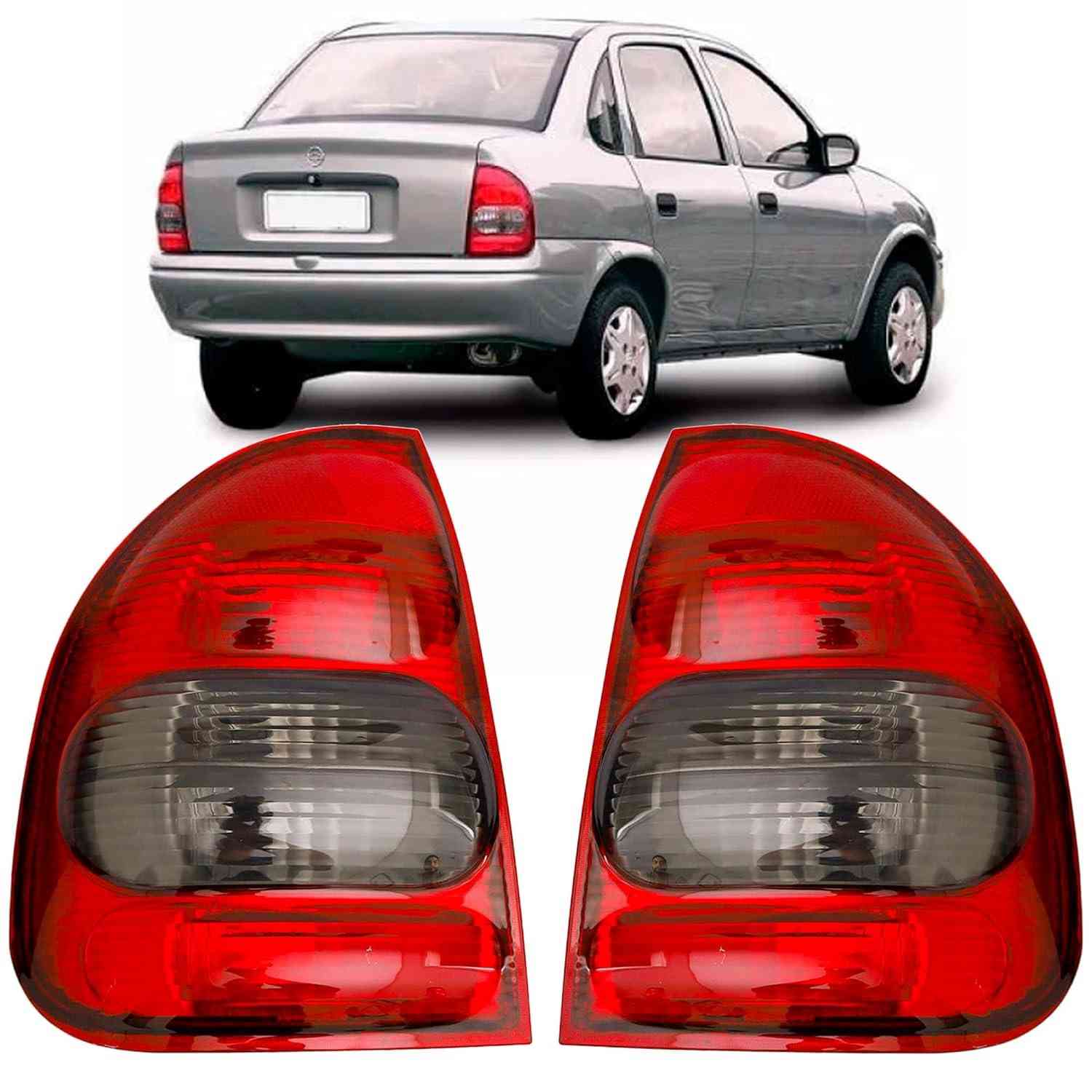 Lanterna Traseira Corsa Sedan e Classic 2000-2010 Fumê - Kit Completo