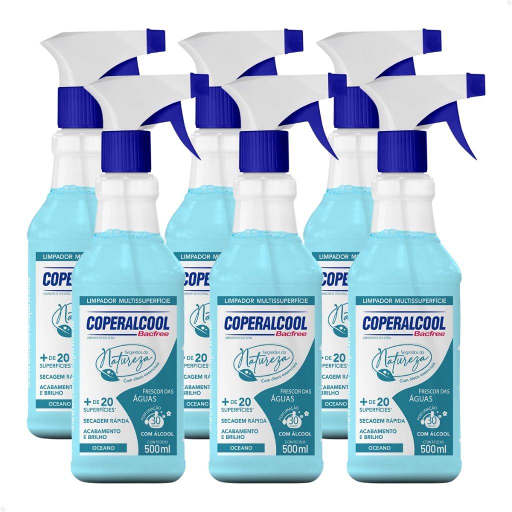 Kit 6 Álcool Coperalcool Bacfree Segredos da Natureza 500ml - Frescor das Águas