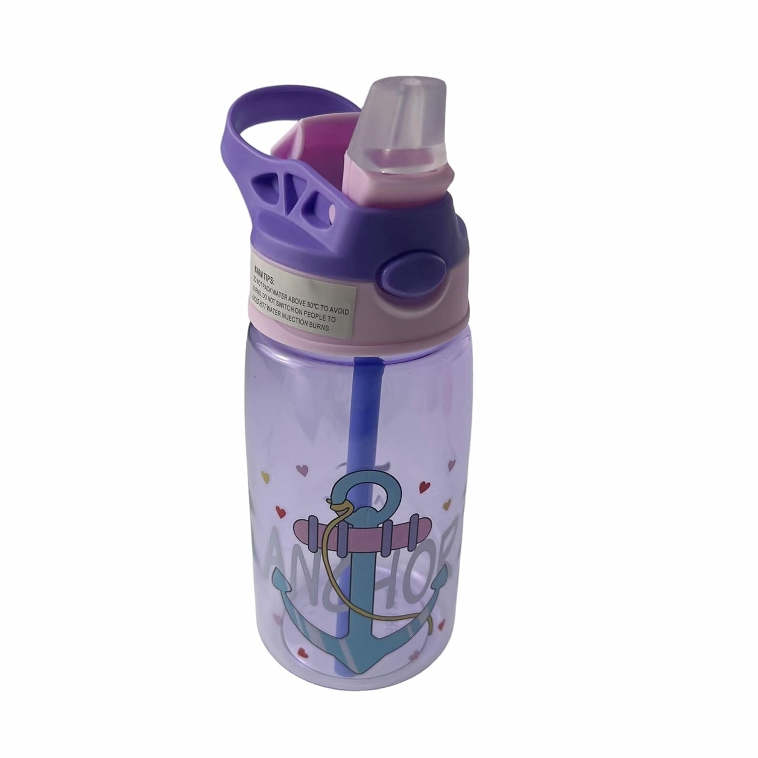 Garrafa Infantil com Canudo Flip Lilás - Segura, Prática e Divertida para Crianças