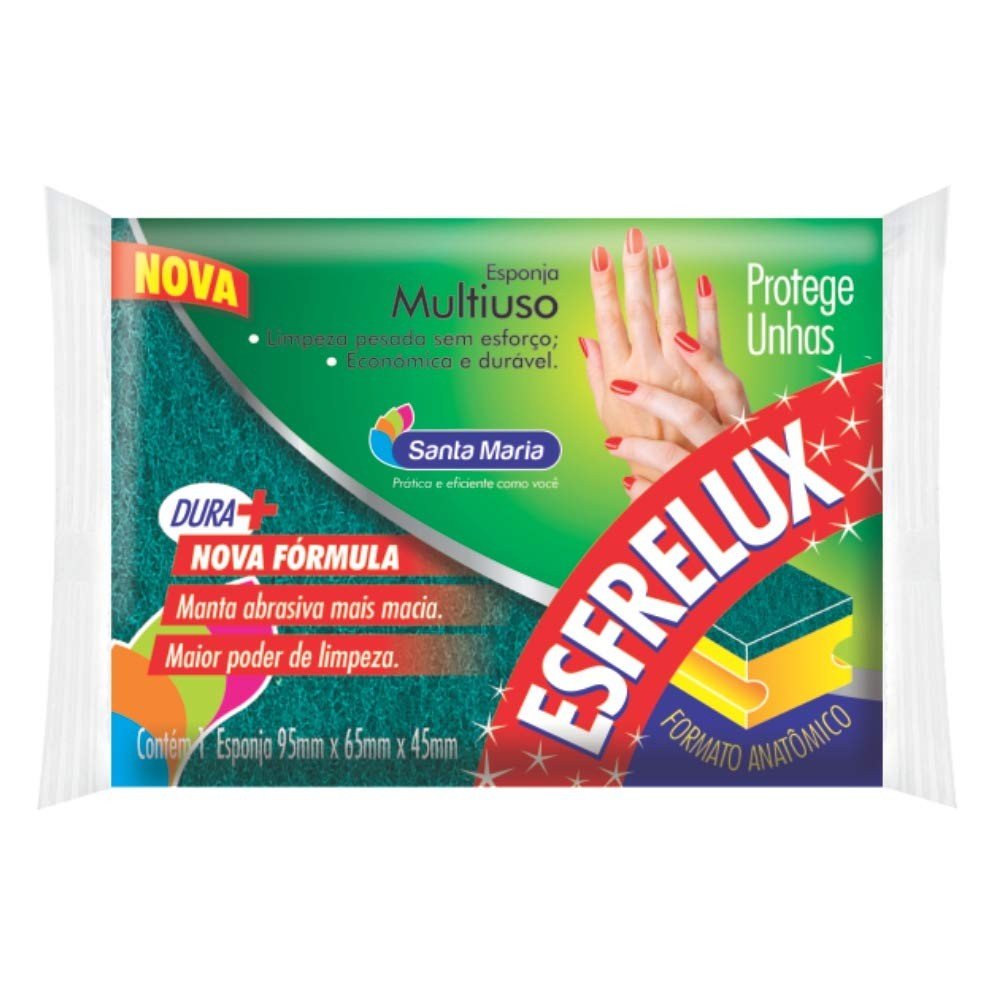 Esponja Esfrelux com Formato Protetor de Unha - Limpeza Eficiente e Segura para Toda Casa
