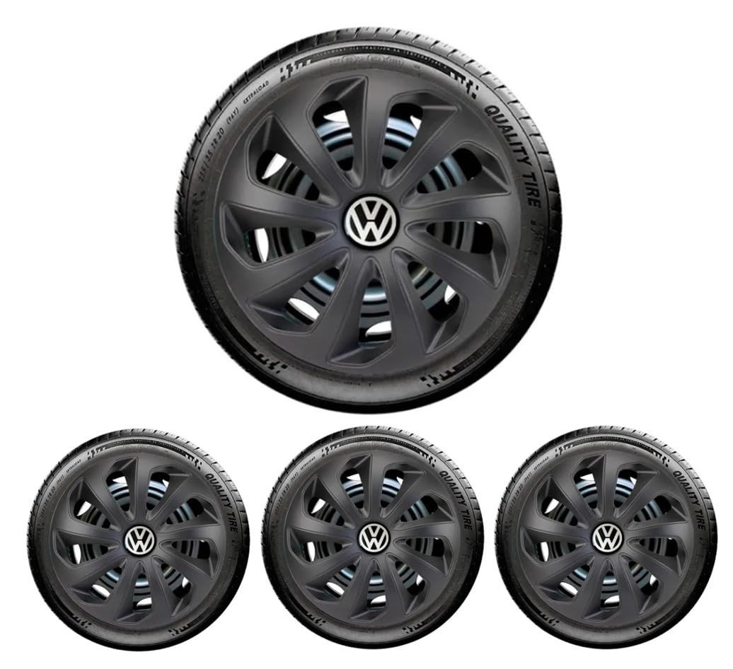 Jogo 4 Calotas Esportivas Velox Aro 15 Preto Fosco para Volkswagen - Design Moderno e Fixação Segura