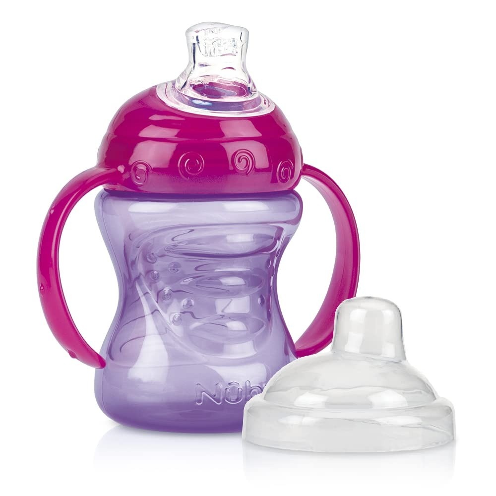 Copo com Alça e Bico de Silicone Nûby Lilás - Transição Segura e Confortável