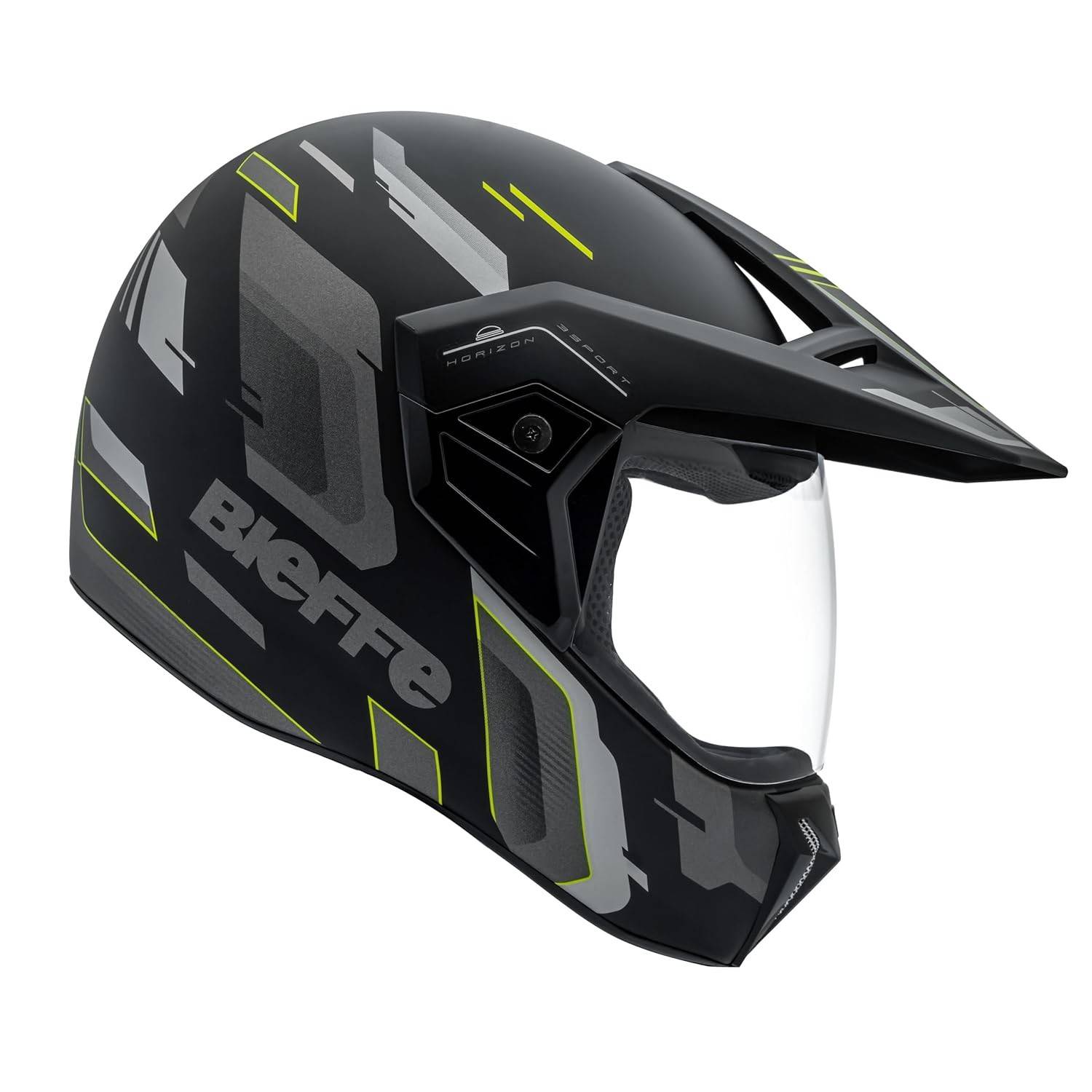 Capacete Moto Bieffe 3Sport Horizon Preto Fosco Amarelo: Segurança e Estilo na Estrada