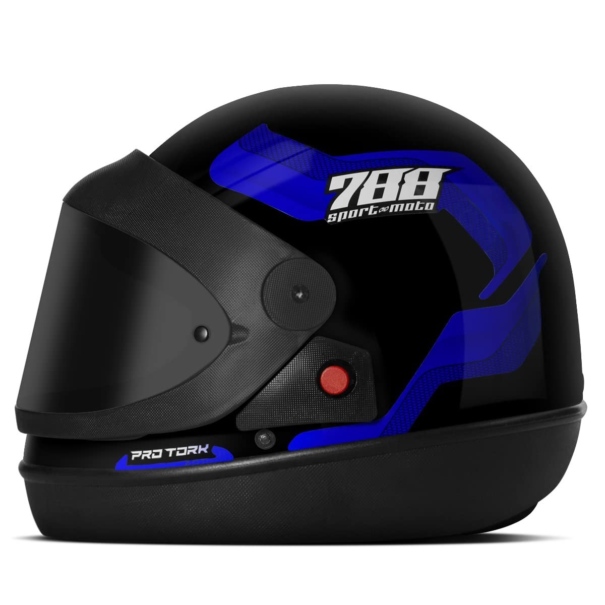 Capacete Fechado Pro Tork Sport Moto 788 Azul - Segurança e Estilo para Sua Pilotagem (Tam. 60, Viseira Fumê)
