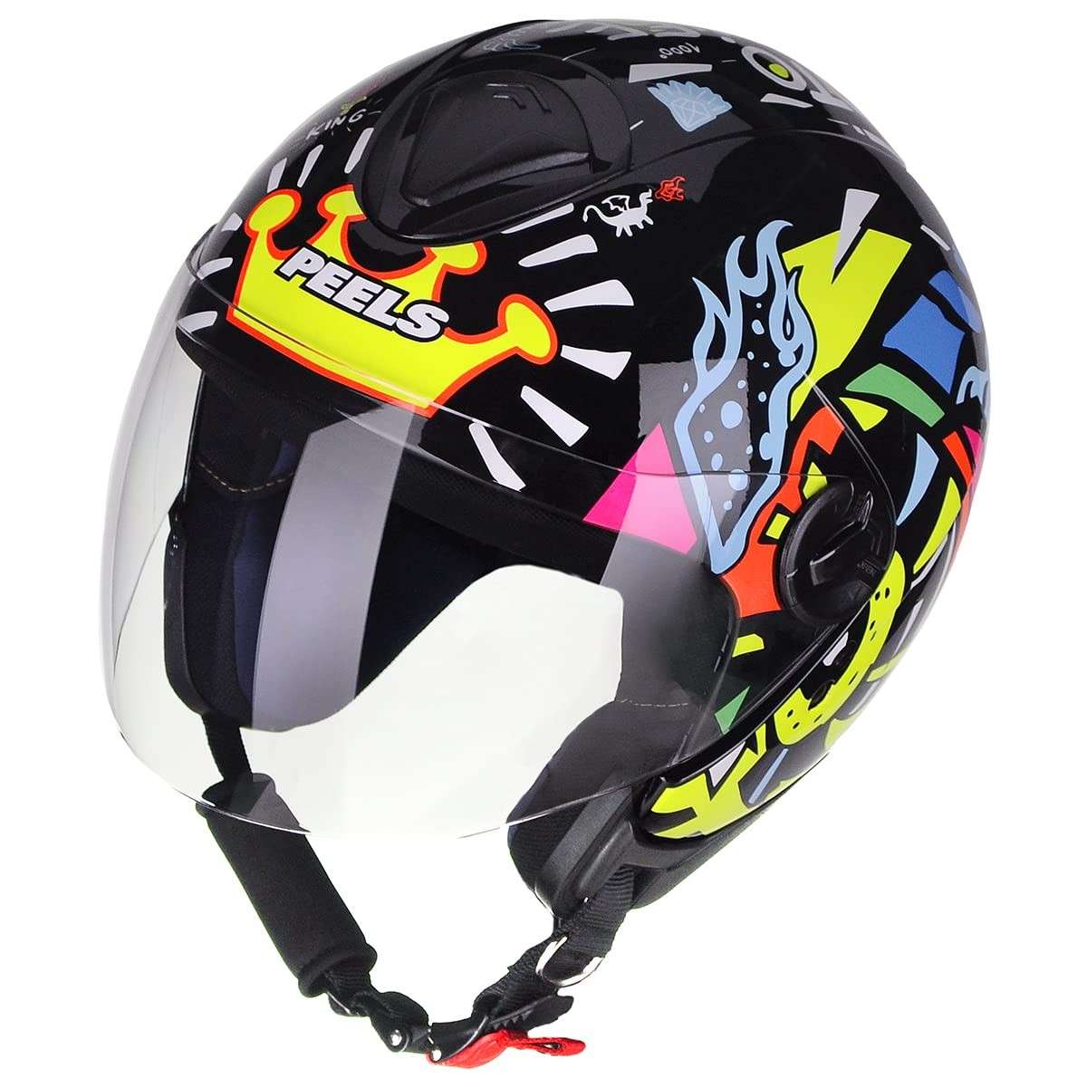Capacete Peels Freeway King Preto/Color Aberto Moto - Estilo e Segurança!