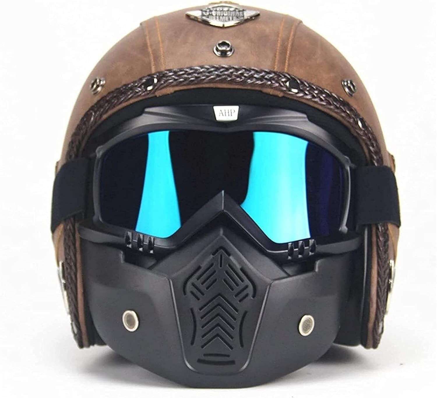 Capacete Vintage Rosto Aberto Masculino - Estilo Retro e Segurança DOT/ECE