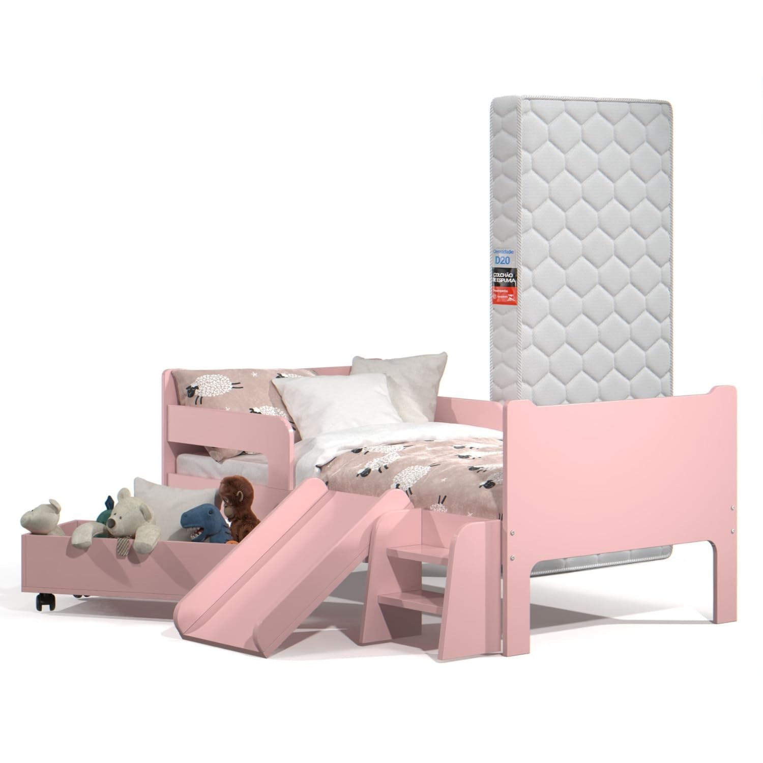 Mini Cama Sonho Kid's Infantil Montessoriana Rosa com Colchão - Segurança e Estilo para o Quarto do Seu Pequeno