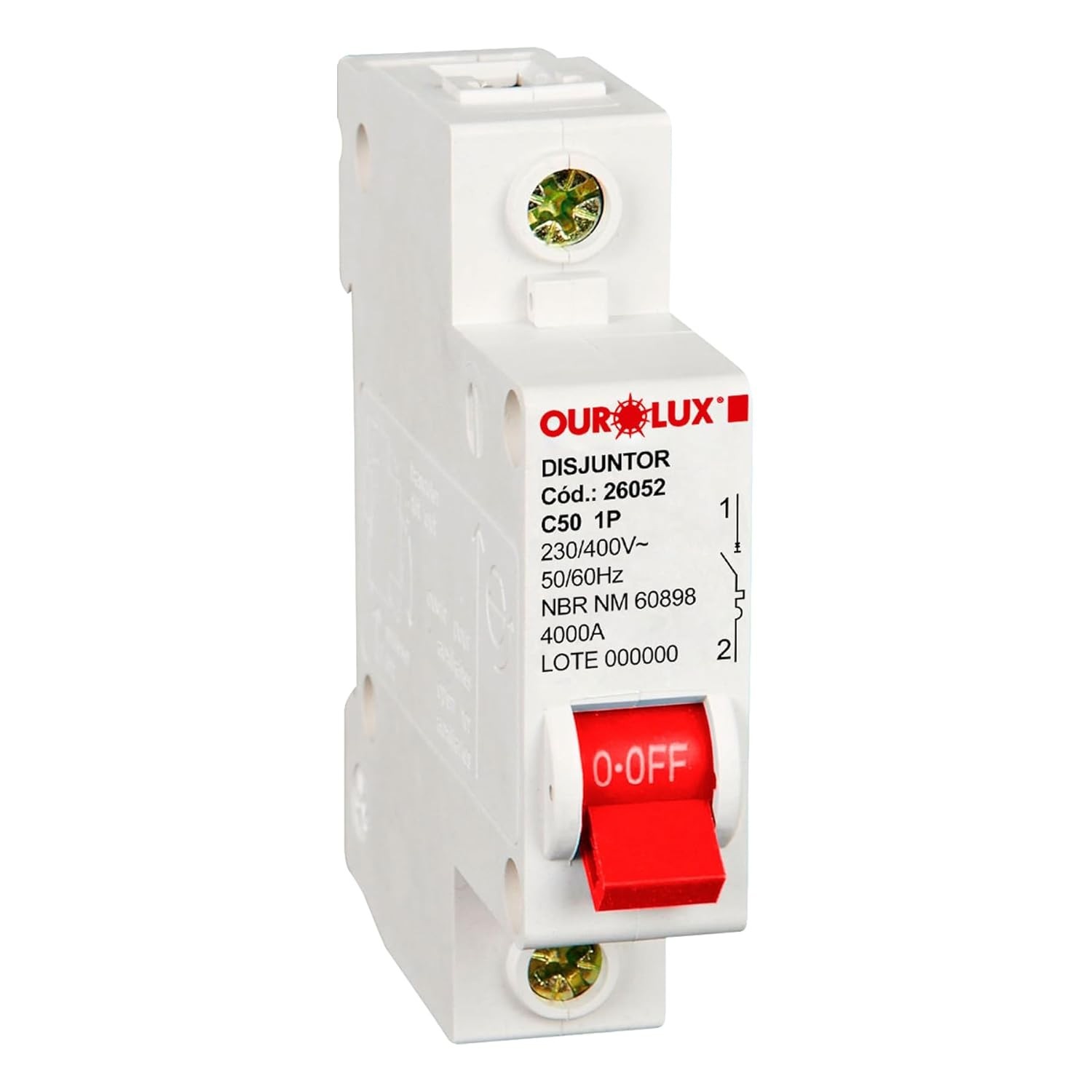 Disjuntor Unipolar 50A Ourolux: Segurança e Confiabilidade para sua Instalação Elétrica