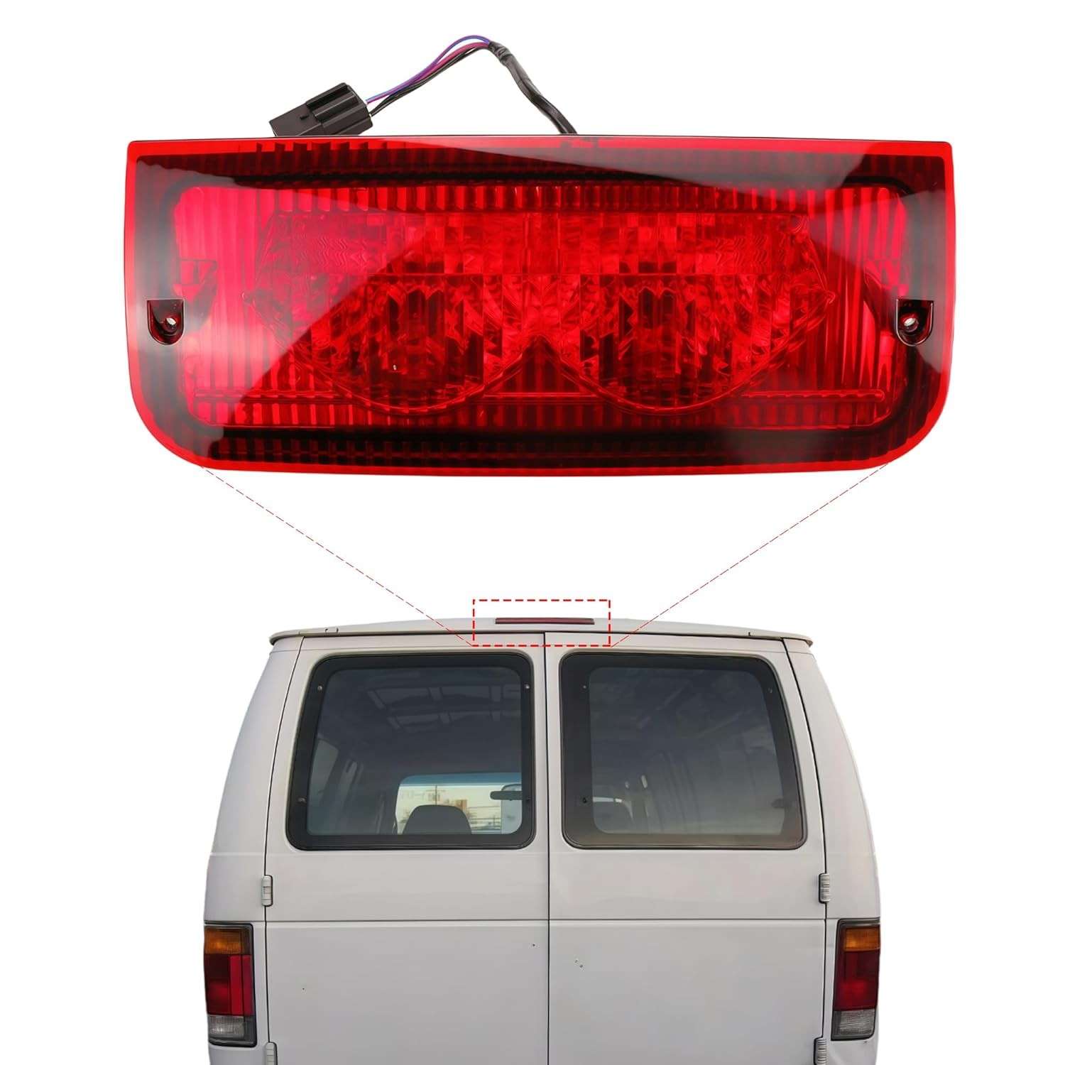 Terceira Luz de Freio LED para Ford E-Series (E150, E250, E350, E450, E550) - Segurança e Estilo 1992-2008