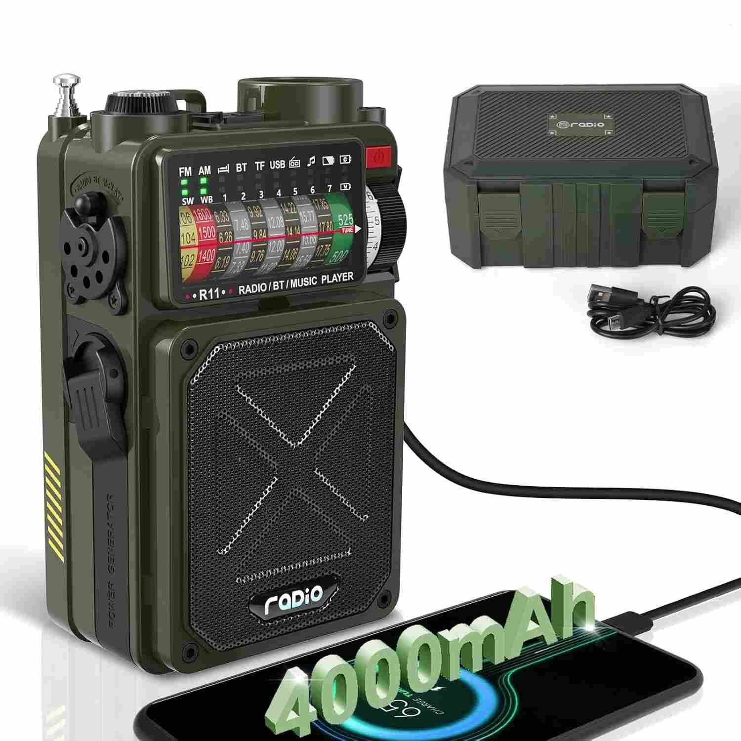 Rádio de Emergência Emgykit R11: Manivela, Solar, Bluetooth e NOAA para Sua Segurança