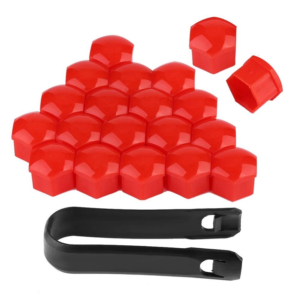 Protetor Antirroubo para Porcas de Roda 21mm Tnfeeon - Segurança e Estilo em Vermelho