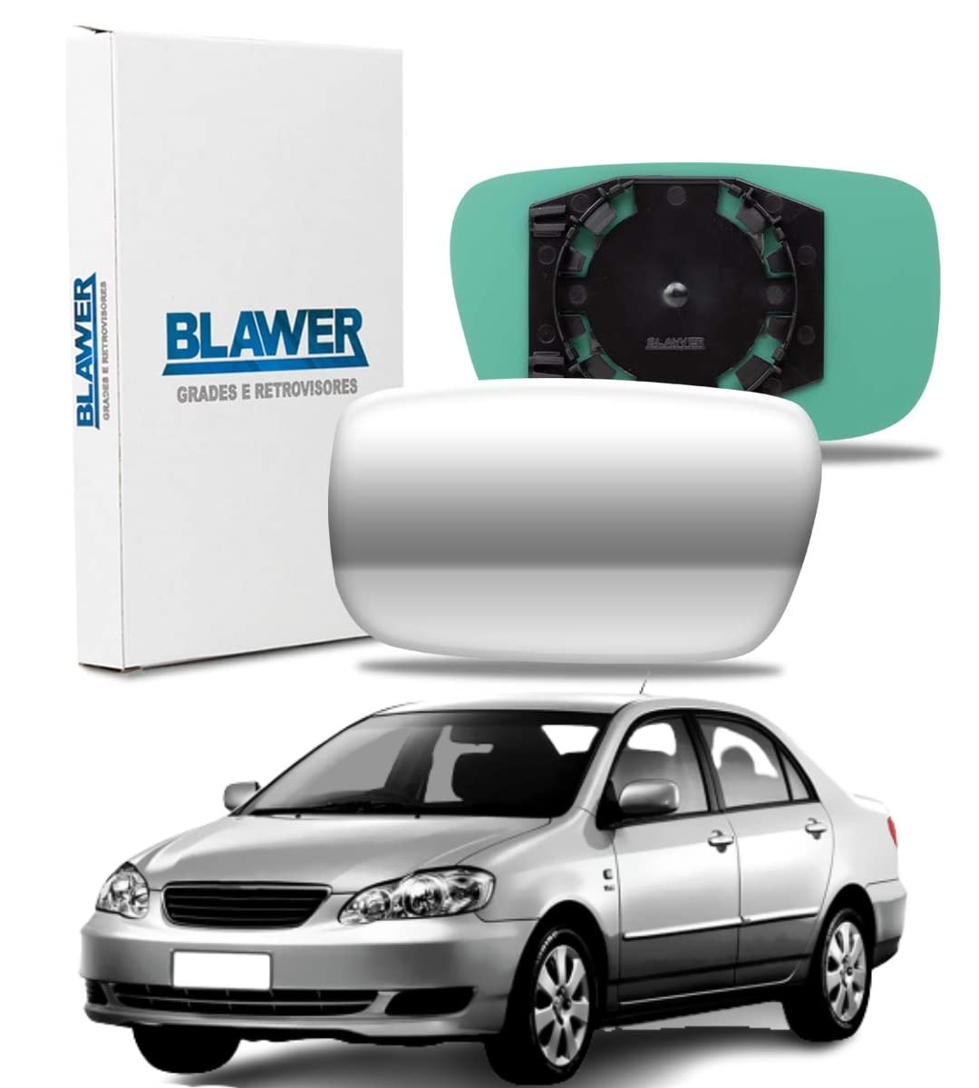 Lente Retrovisor Corolla 2003-2008 Lado Direito (Passageiro) com Base - Visibilidade e Segurança