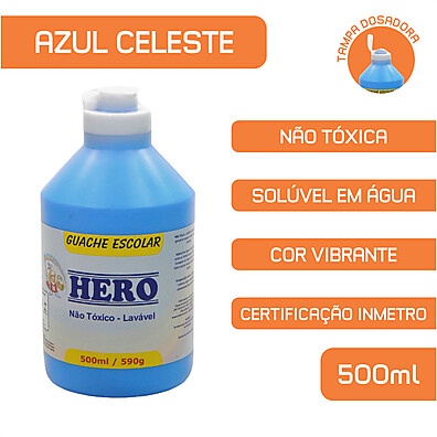 Guache Escolar HERO 500ml: Cores Vivas e Seguras!
