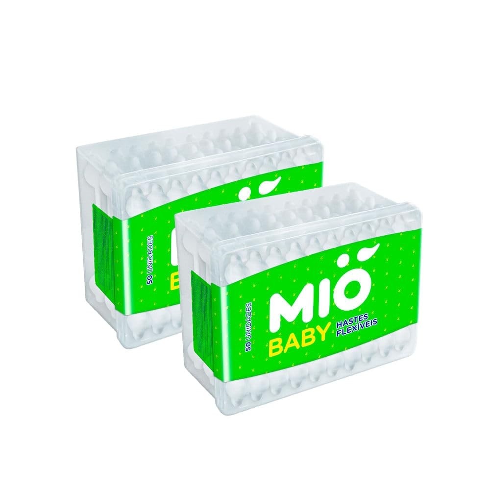 Kit 2 Haste Flexível Mió Baby 50 Unidades - 100 Unidades Macias e Seguras para Bebês